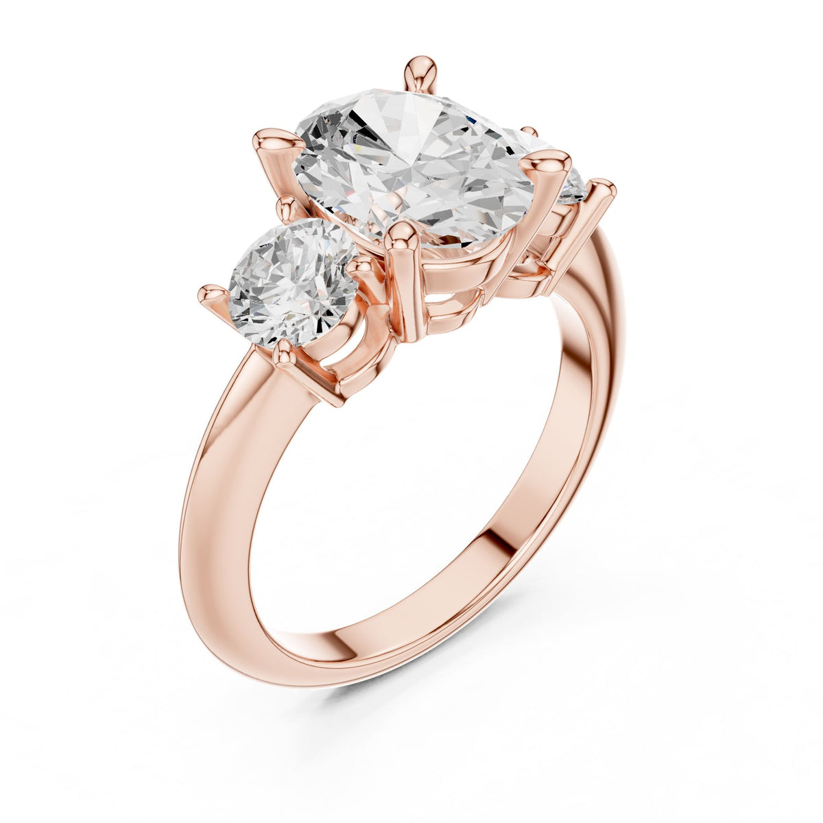 Oval Three Stone Lab Grown Diamond Engagement Ring
