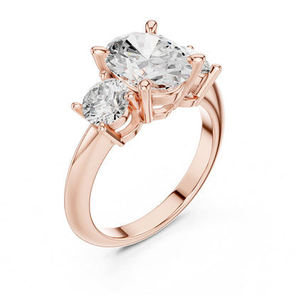 Oval Three Stone Lab Grown Diamond Engagement Ring
