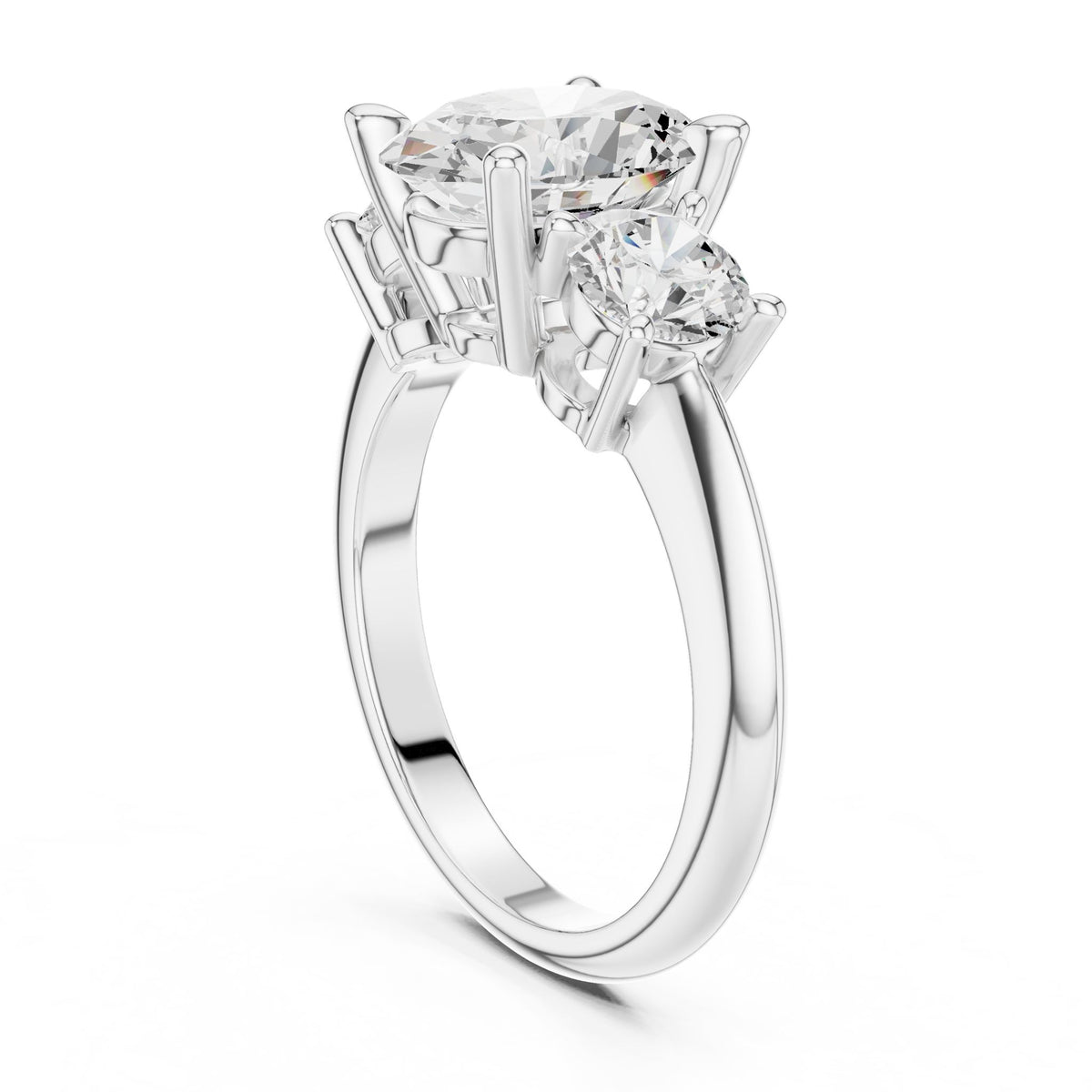 Oval Three Stone Lab Grown Diamond Engagement Ring