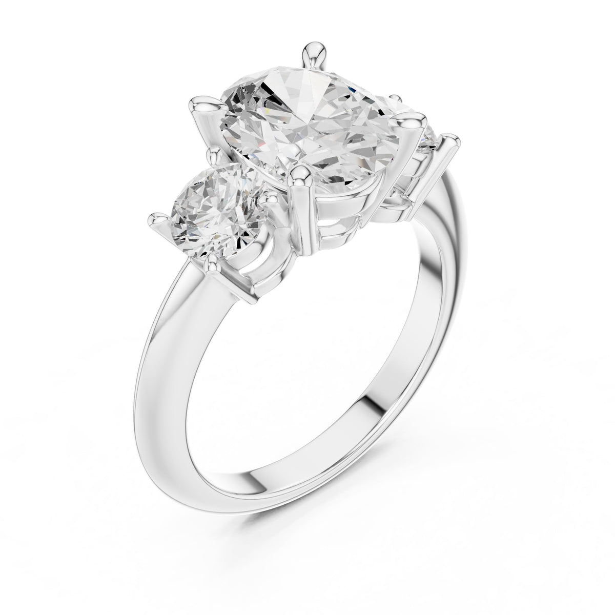 Oval Three Stone Lab Grown Diamond Engagement Ring