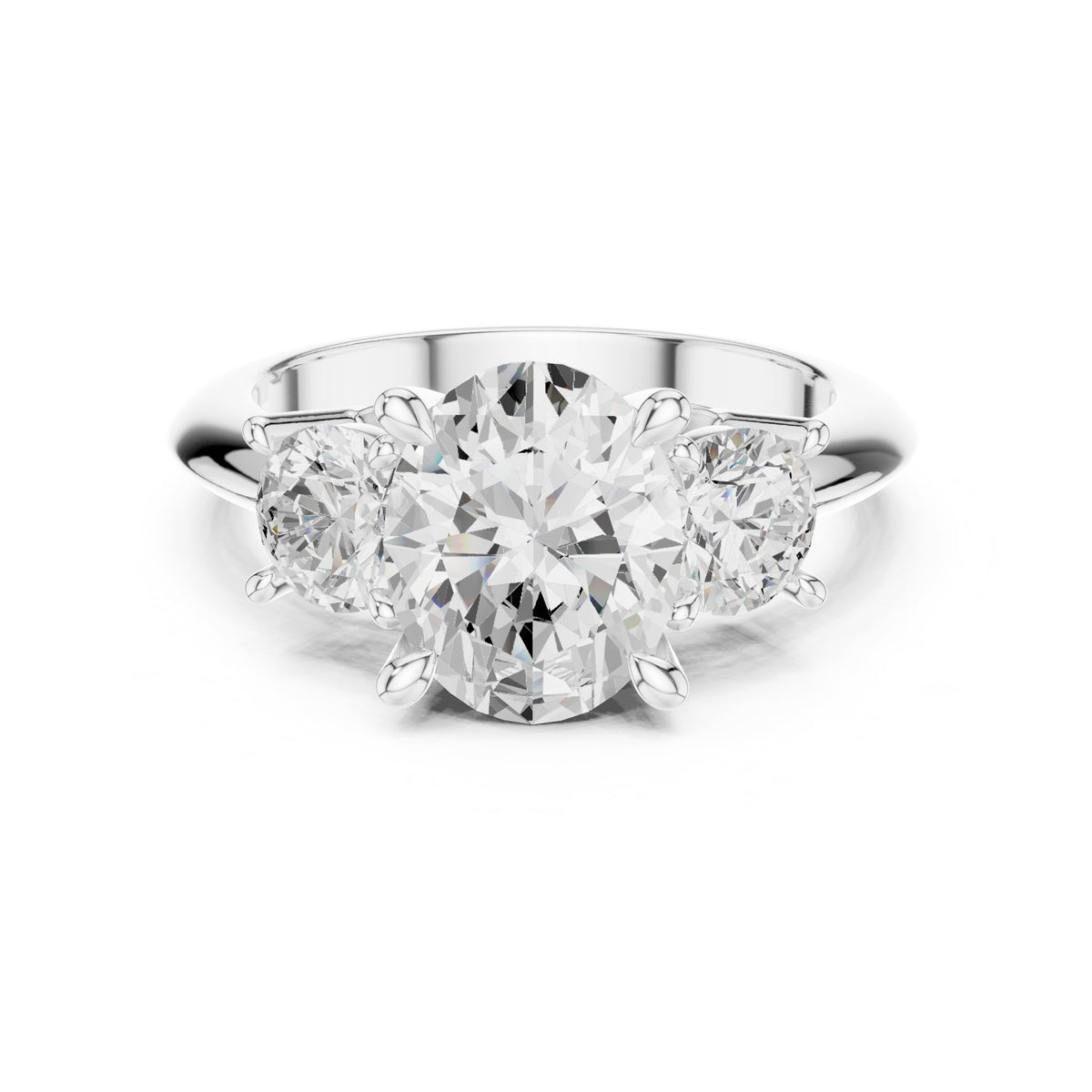 Oval Three Stone Lab Grown Diamond Engagement Ring