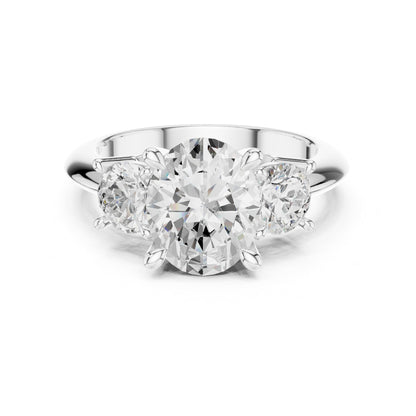Oval Three Stone Lab Grown Diamond Engagement Ring