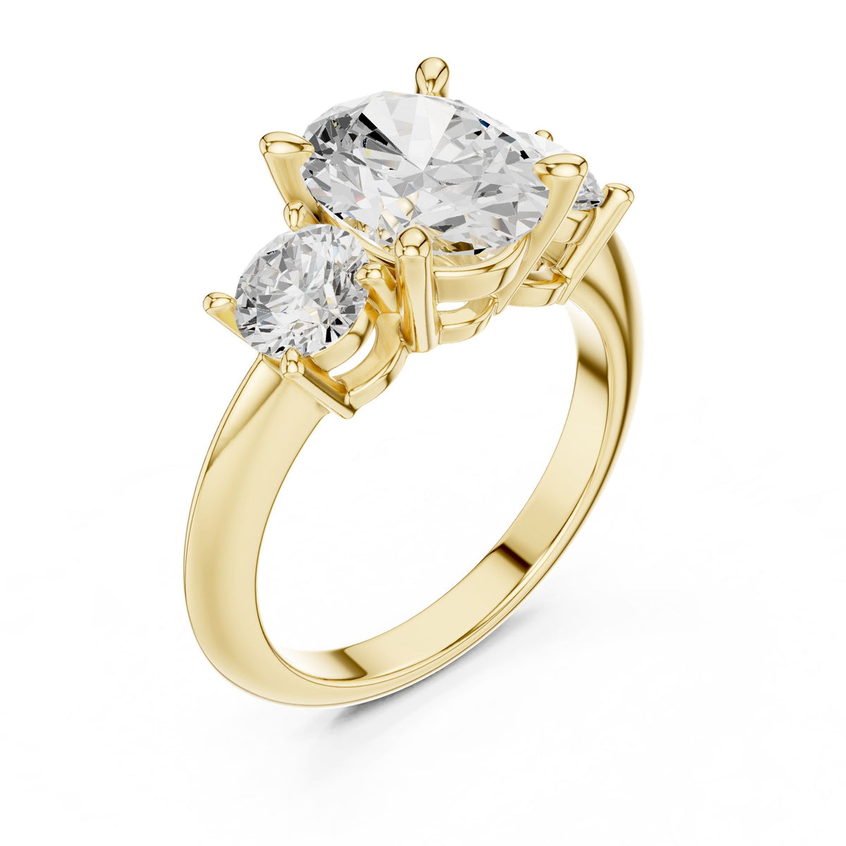 Oval Three Stone Lab Grown Diamond Engagement Ring