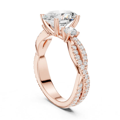 Oval Three Stone Lab Grown Diamond Engagement Ring