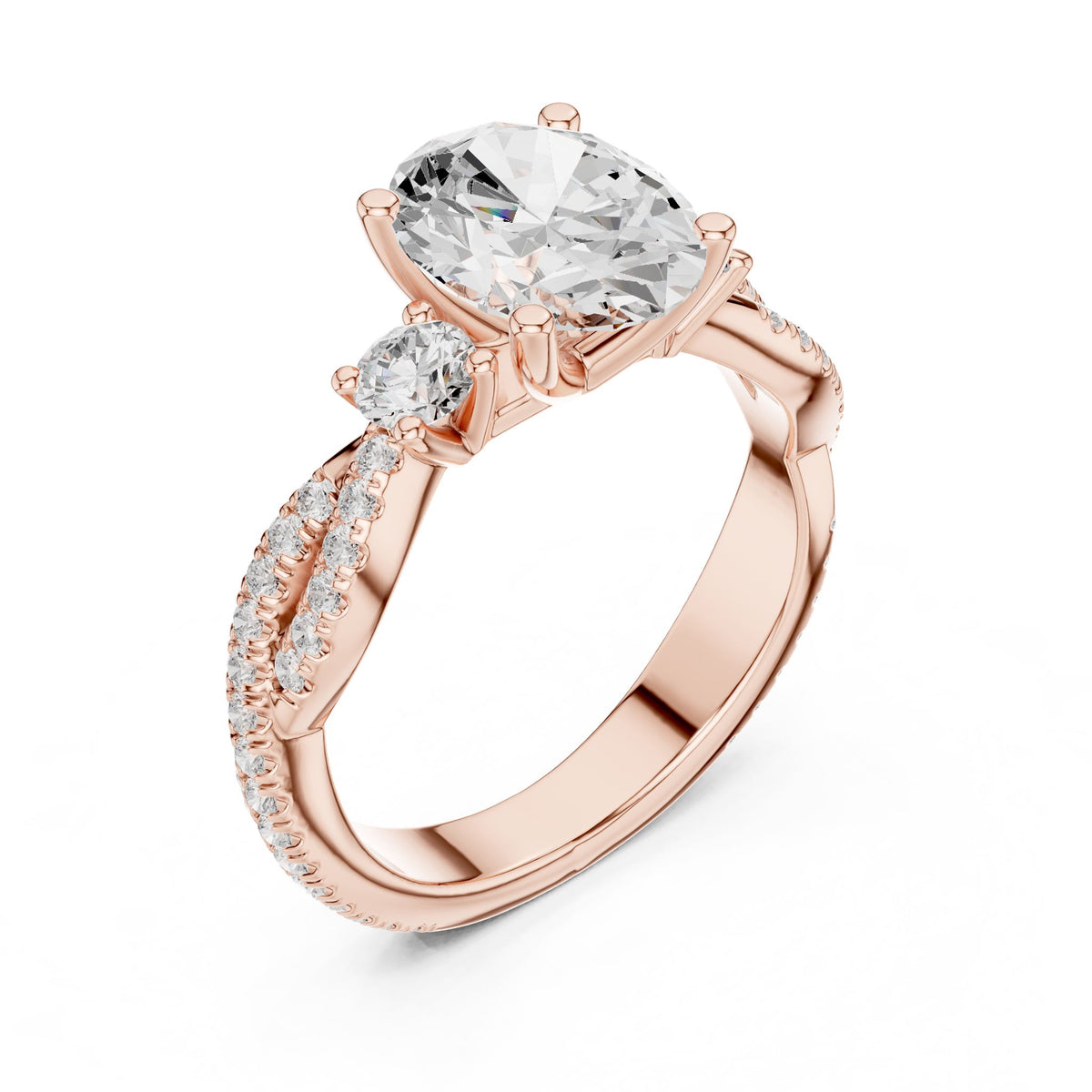 Oval Three Stone Lab Grown Diamond Engagement Ring