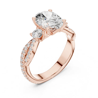 Oval Three Stone Lab Grown Diamond Engagement Ring