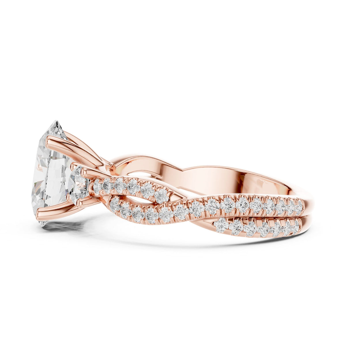 Oval Three Stone Lab Grown Diamond Engagement Ring