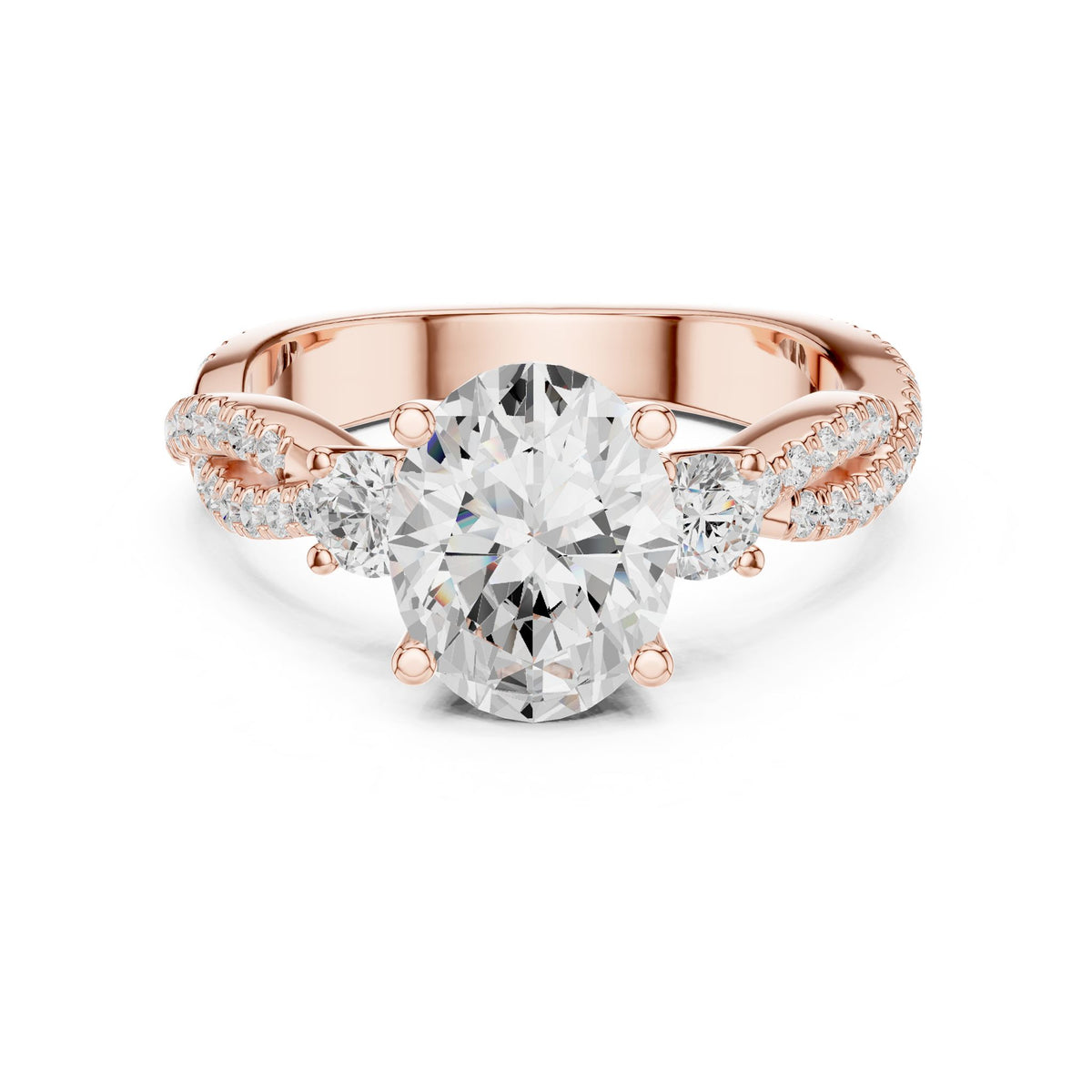 Oval Three Stone Lab Grown Diamond Engagement Ring