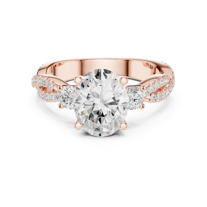 Oval Three Stone Lab Grown Diamond Engagement Ring