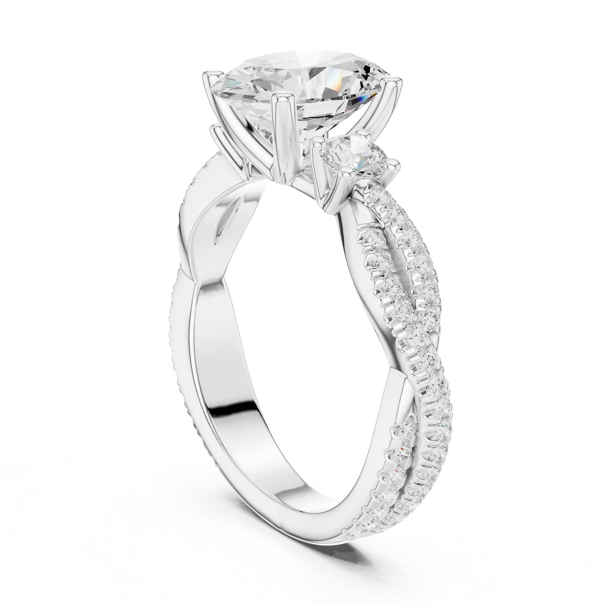 Oval Three Stone Lab Grown Diamond Engagement Ring