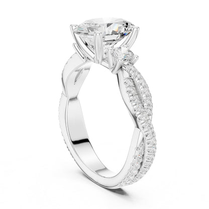 Oval Three Stone Lab Grown Diamond Engagement Ring