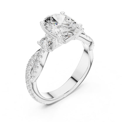 Oval Three Stone Lab Grown Diamond Engagement Ring