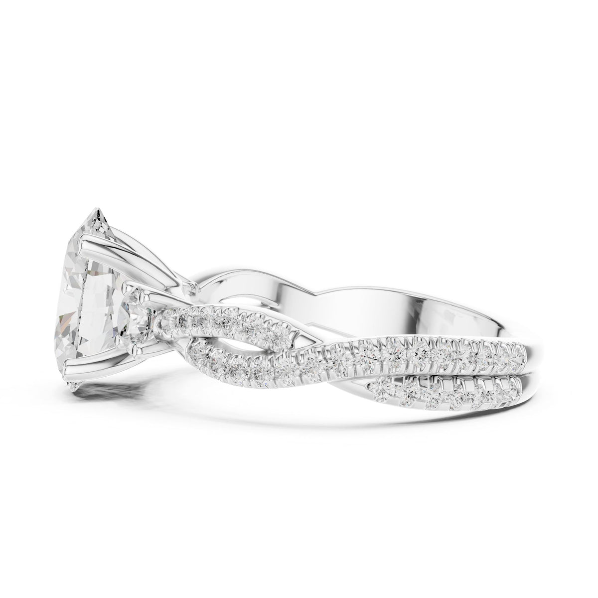 Oval Three Stone Lab Grown Diamond Engagement Ring