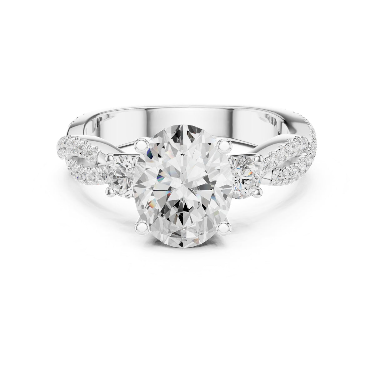 Oval Three Stone Lab Grown Diamond Engagement Ring