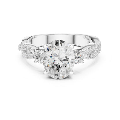 Oval Three Stone Lab Grown Diamond Engagement Ring