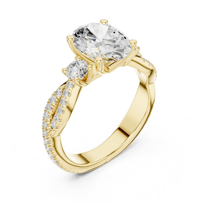 Oval Three Stone Lab Grown Diamond Engagement Ring