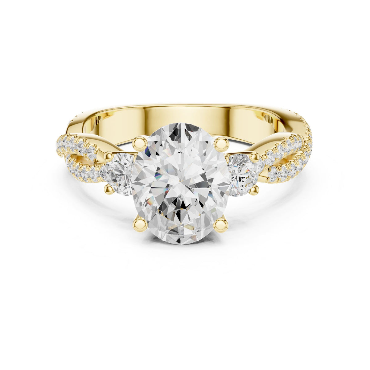 Oval Three Stone Lab Grown Diamond Engagement Ring