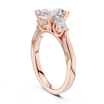 Oval Three Stone Lab Grown Diamond Engagement Ring