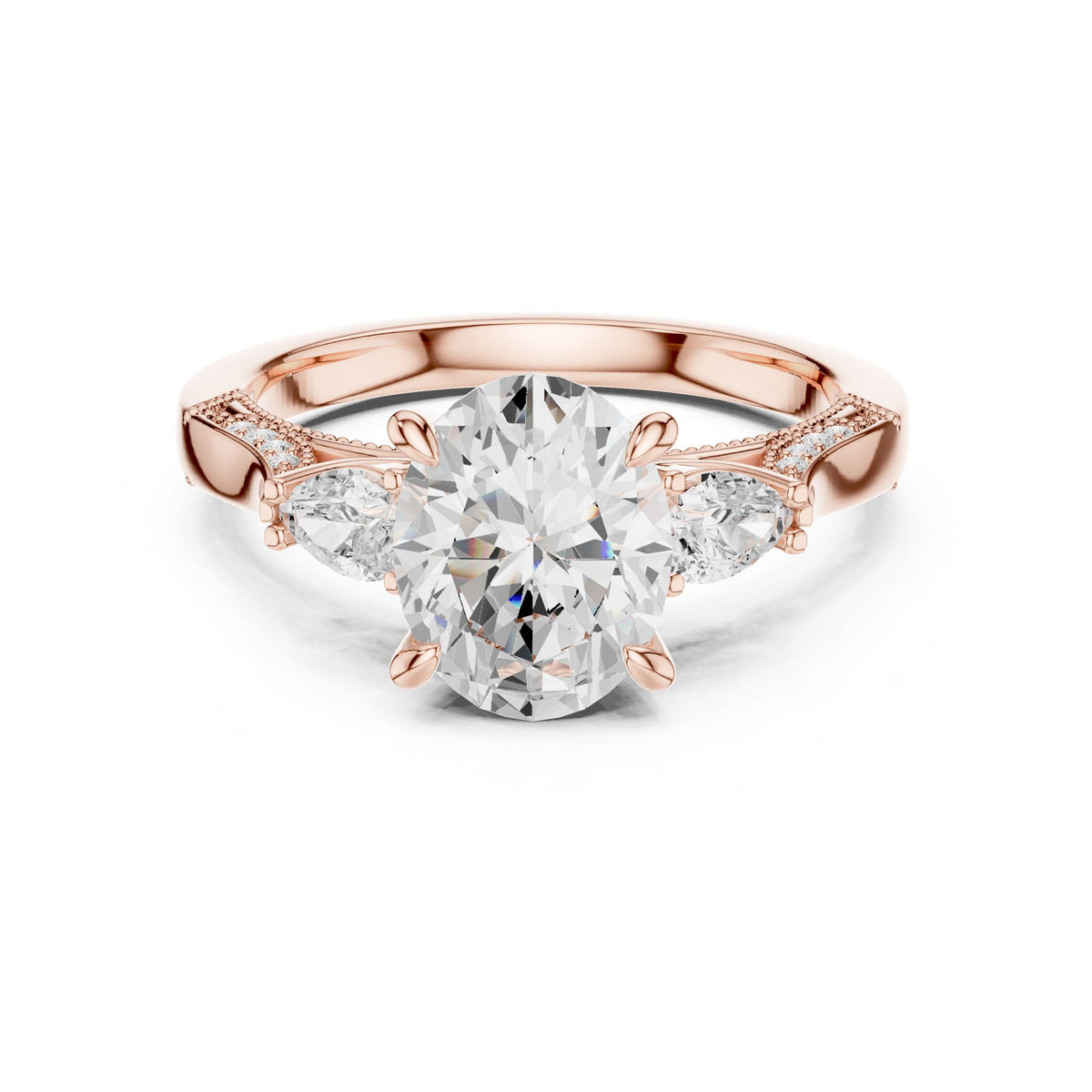 Oval Three Stone Lab Grown Diamond Engagement Ring
