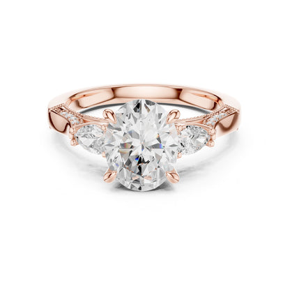 Oval Three Stone Lab Grown Diamond Engagement Ring