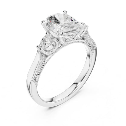 Oval Three Stone Lab Grown Diamond Engagement Ring