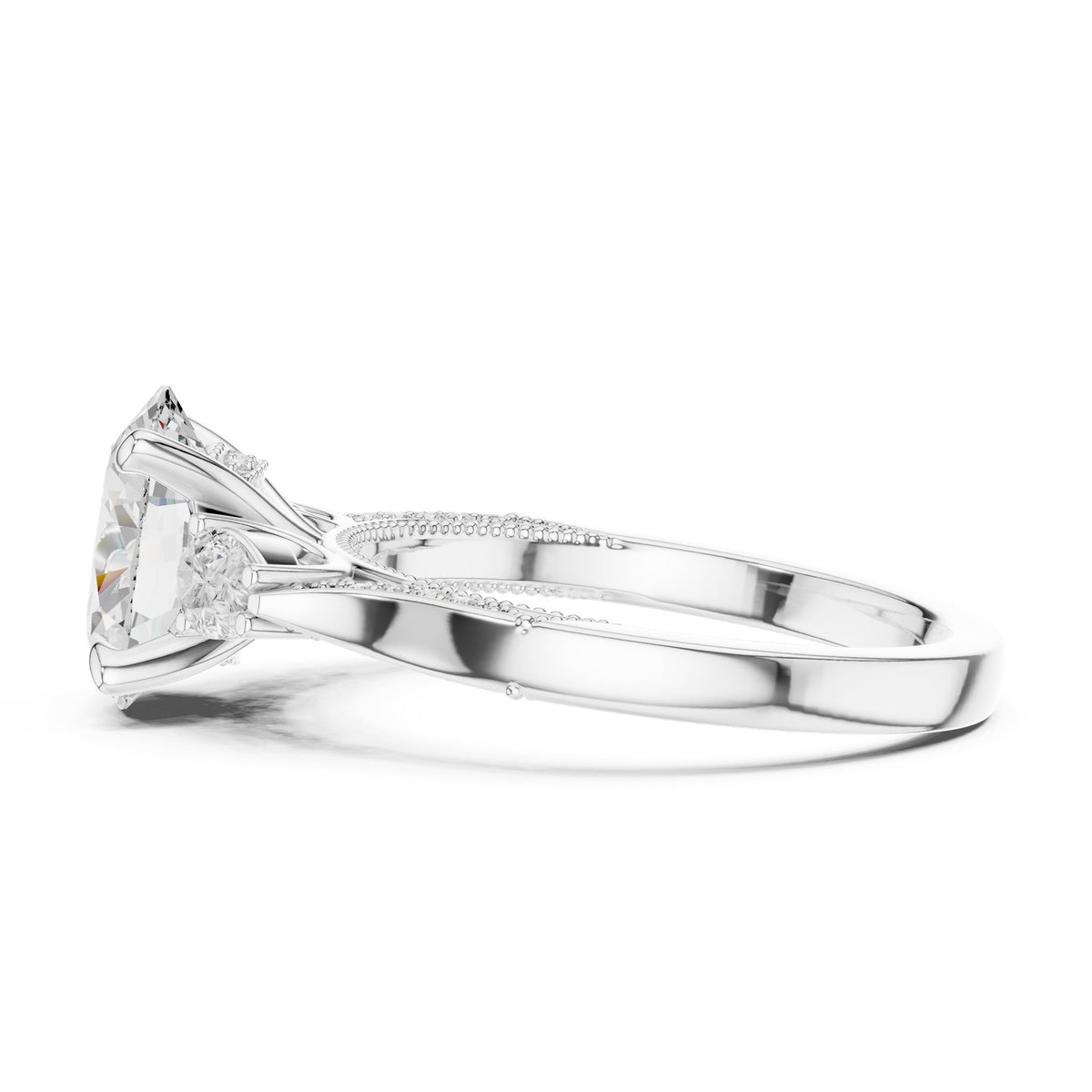 Oval Three Stone Lab Grown Diamond Engagement Ring