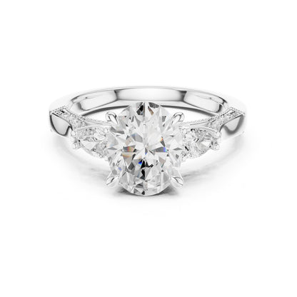 Oval Three Stone Lab Grown Diamond Engagement Ring