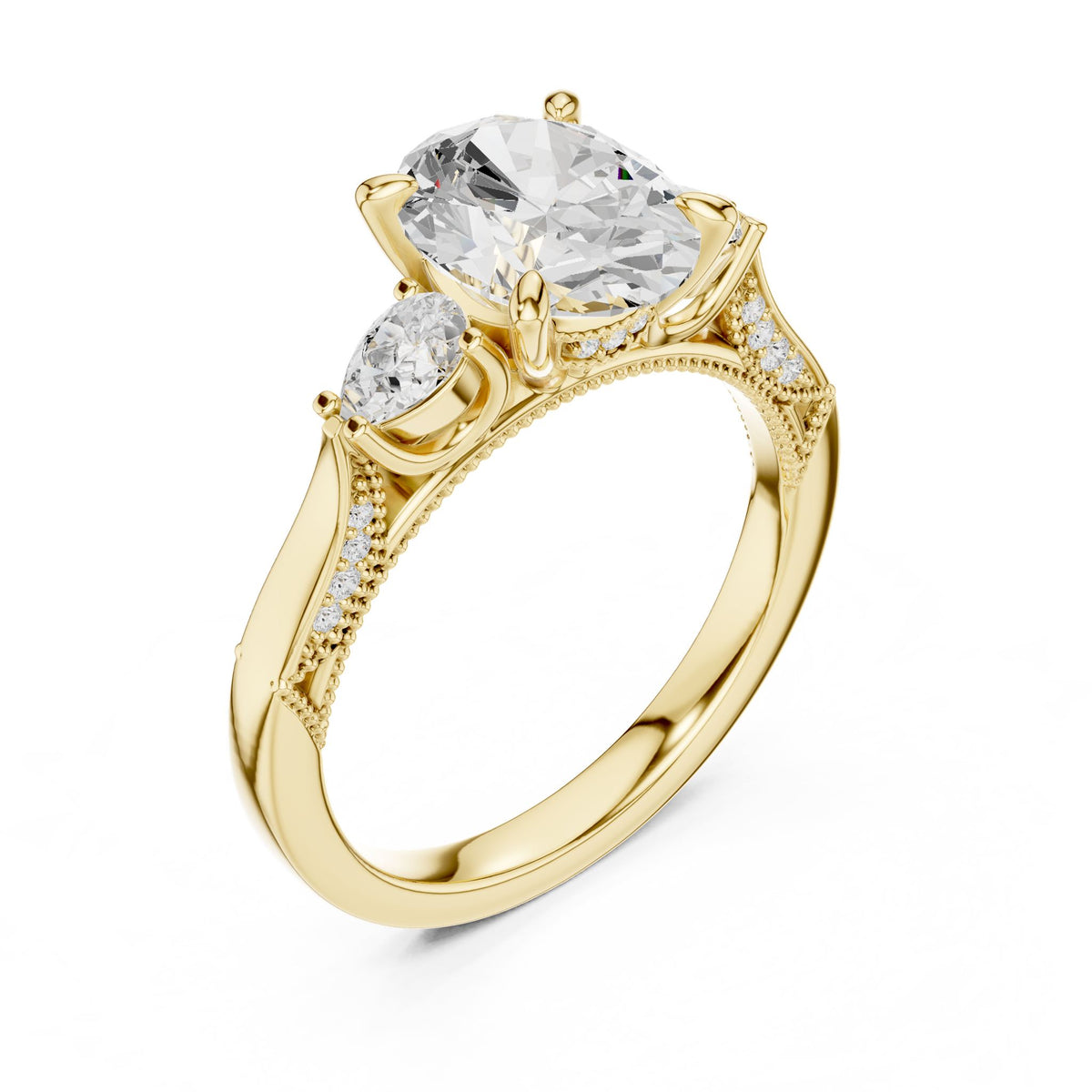 Oval Three Stone Lab Grown Diamond Engagement Ring