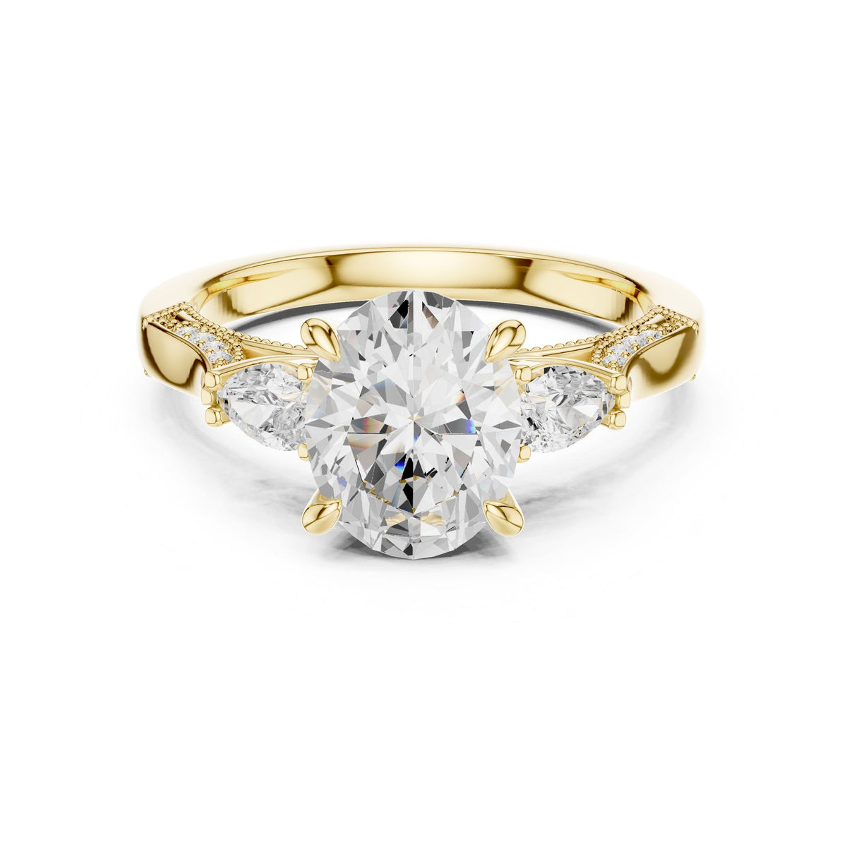 Oval Three Stone Lab Grown Diamond Engagement Ring