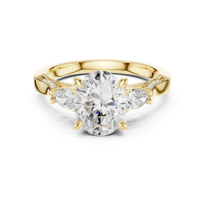 Oval Three Stone Lab Grown Diamond Engagement Ring