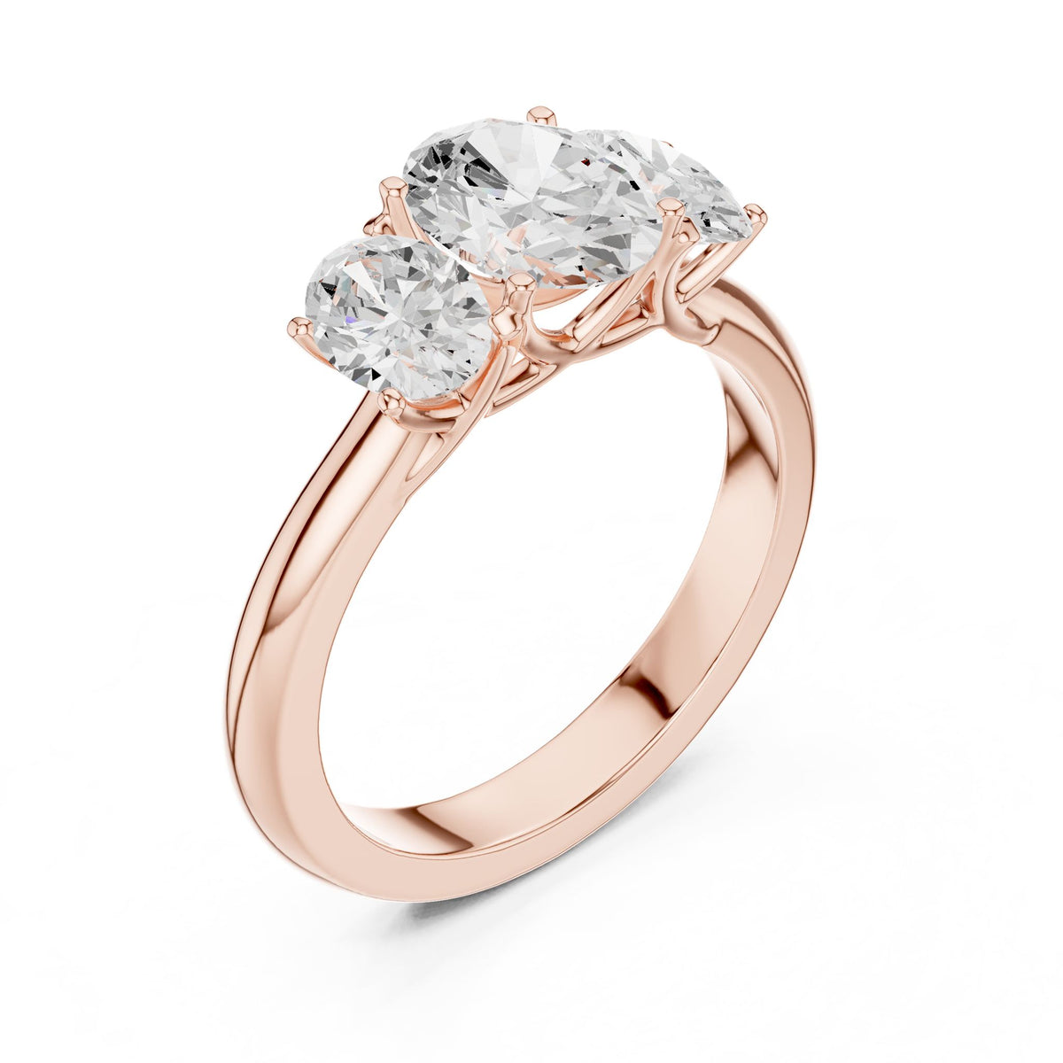 Oval Three Stone Lab Grown Diamond Engagement Ring