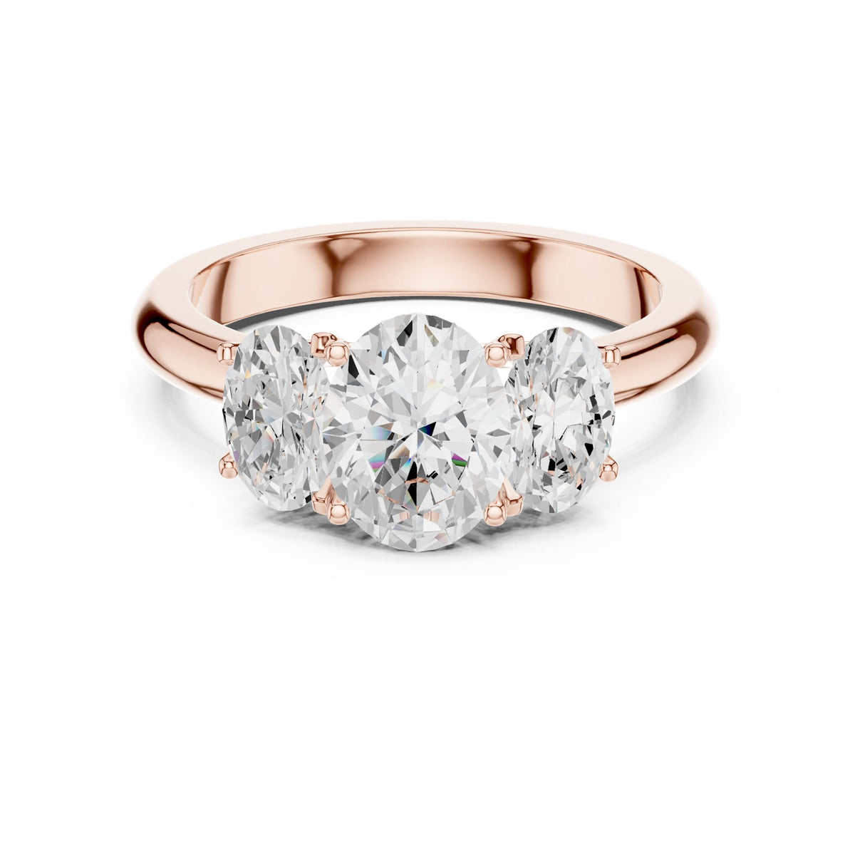 Oval Three Stone Lab Grown Diamond Engagement Ring