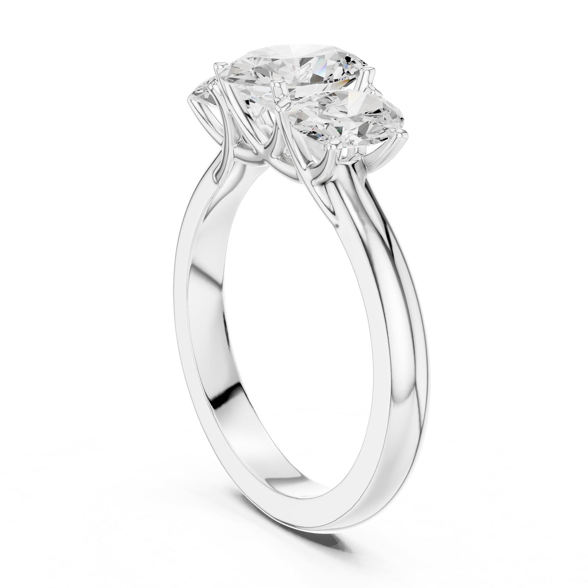 Oval Three Stone Lab Grown Diamond Engagement Ring