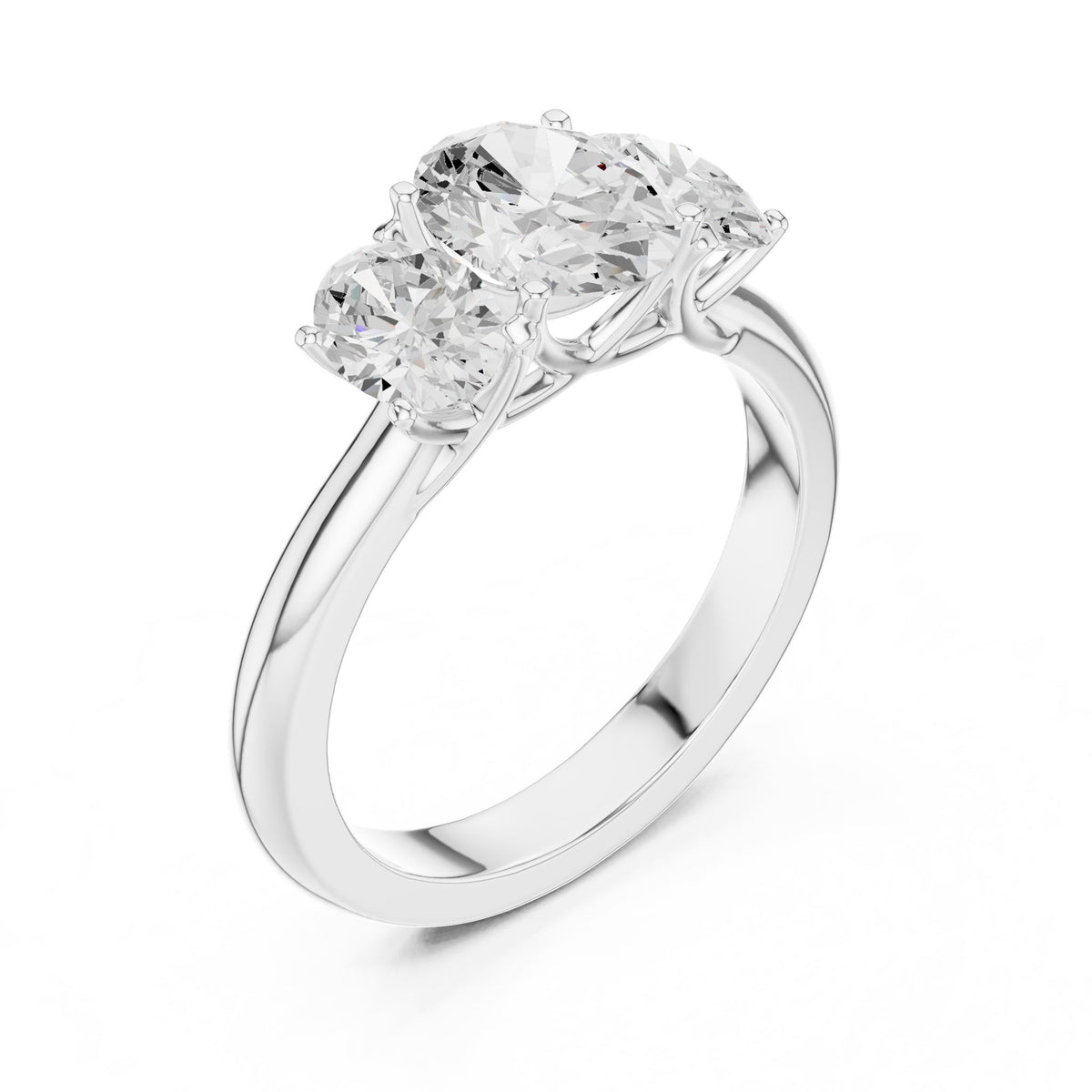 Oval Three Stone Lab Grown Diamond Engagement Ring
