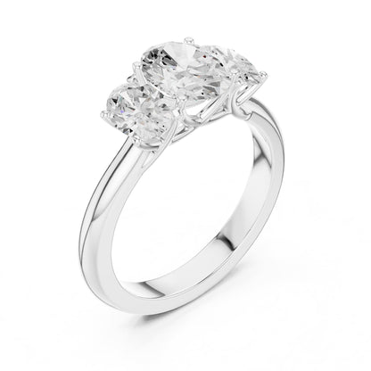 Oval Three Stone Lab Grown Diamond Engagement Ring