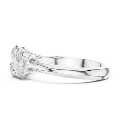 Oval Three Stone Lab Grown Diamond Engagement Ring