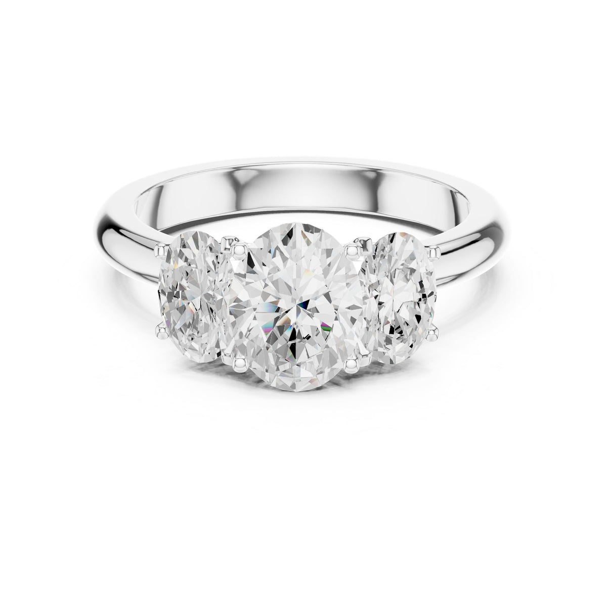 Oval Three Stone Lab Grown Diamond Engagement Ring