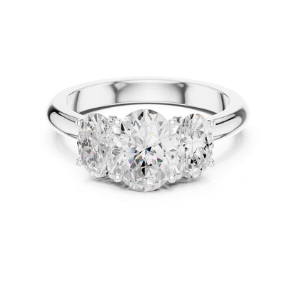 Oval Three Stone Lab Grown Diamond Engagement Ring