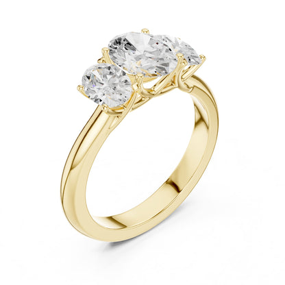 Oval Three Stone Lab Grown Diamond Engagement Ring