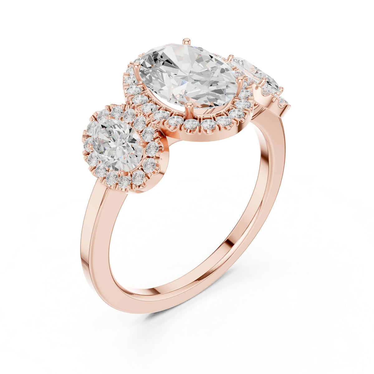 Oval Three Stone Lab Grown Diamond Engagement Ring