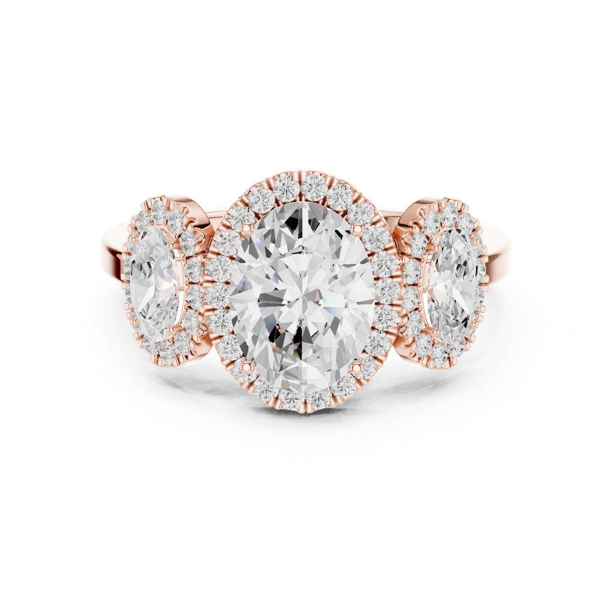 Oval Three Stone Lab Grown Diamond Engagement Ring