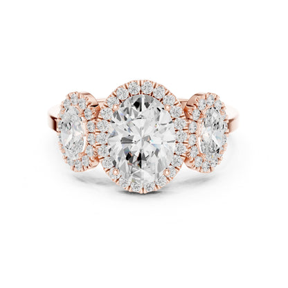 Oval Three Stone Lab Grown Diamond Engagement Ring