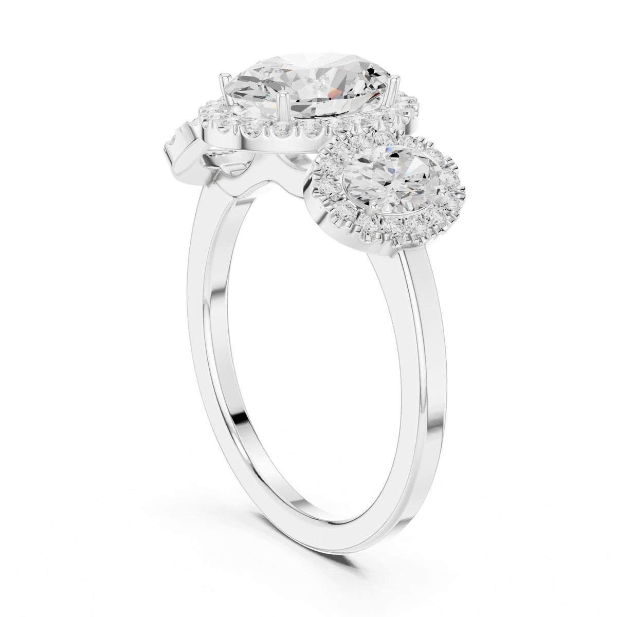 Oval Three Stone Lab Grown Diamond Engagement Ring