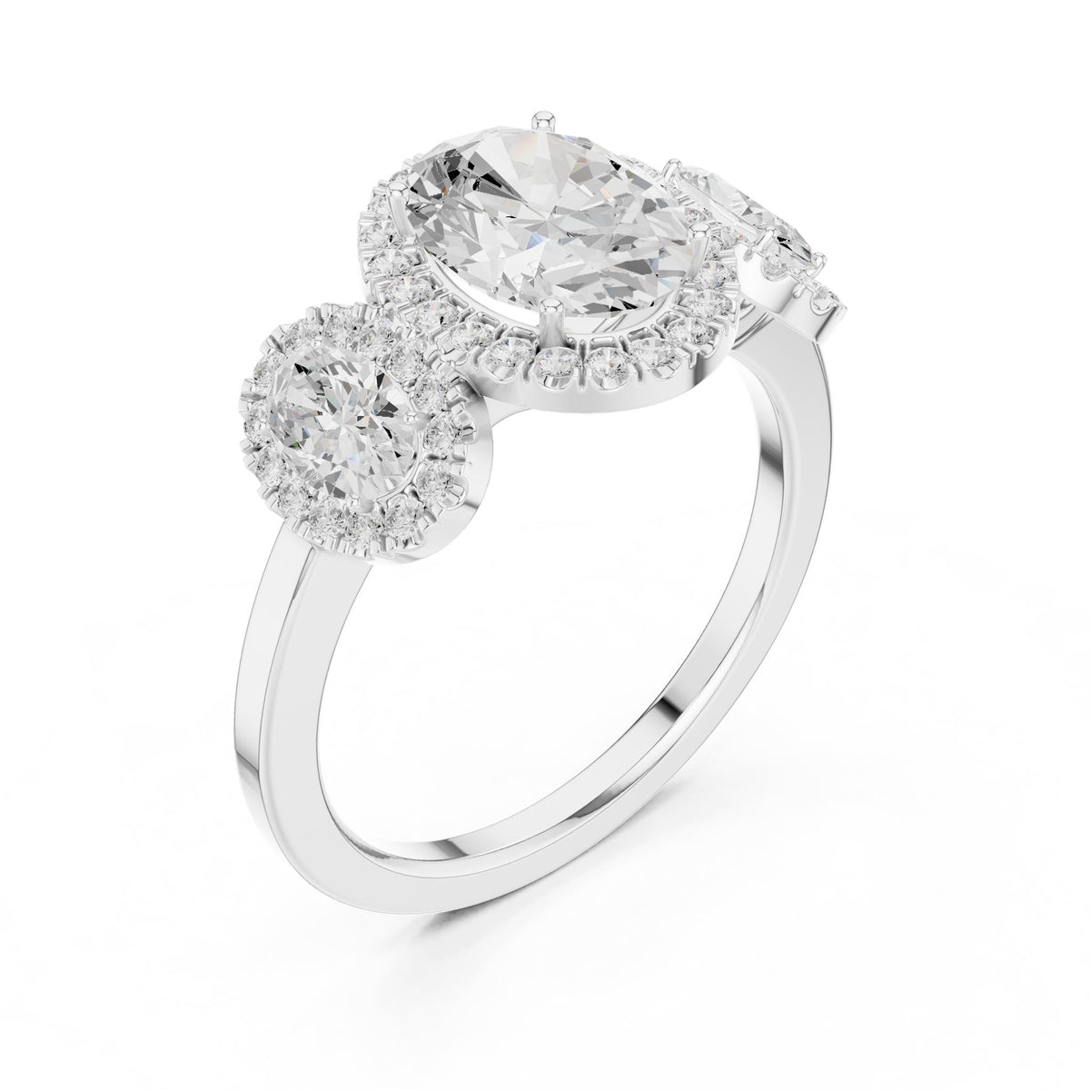 Oval Three Stone Lab Grown Diamond Engagement Ring