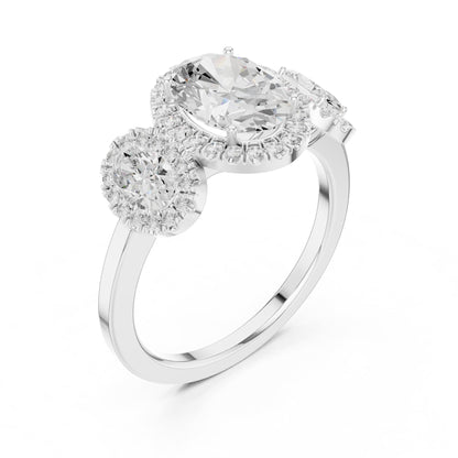 Oval Three Stone Lab Grown Diamond Engagement Ring