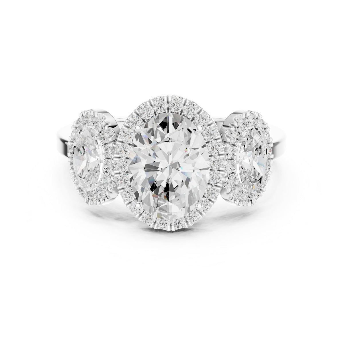 Oval Three Stone Lab Grown Diamond Engagement Ring