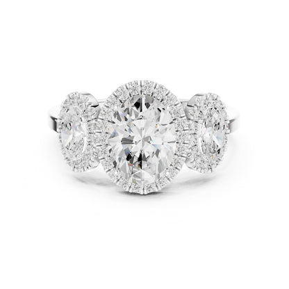 Oval Three Stone Lab Grown Diamond Engagement Ring