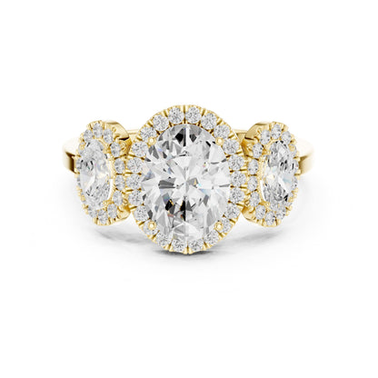 Oval Three Stone Lab Grown Diamond Engagement Ring