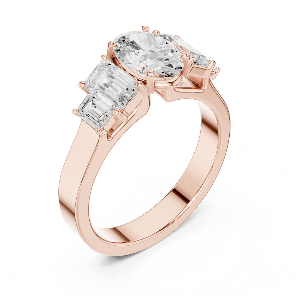 Oval Three Stone Lab Grown Diamond Engagement Ring