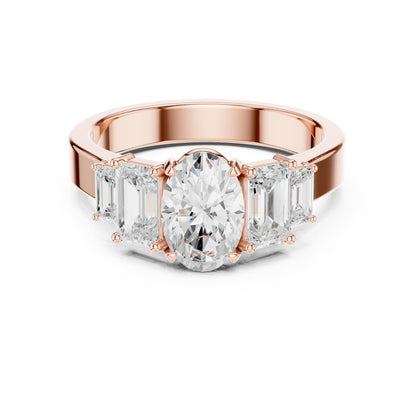 Oval Three Stone Lab Grown Diamond Engagement Ring